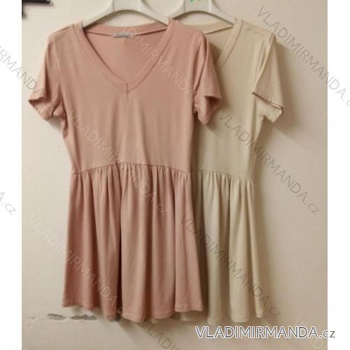 Lässiges Kurzarmkleid (UNI S-L) ITALIENISCHE MODE IMWD21ELI béžová S / M
