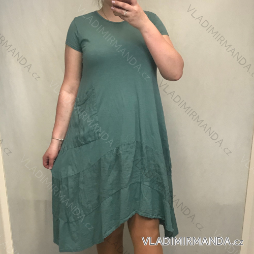 Kleid Kurzarm Damen (Uni L-2XL) ITALIENISCH MODA IMS20004