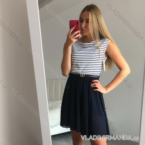 Kleid ärmellose Streifen Damen (uni sl) ITALIENISCHE MODA IM718119