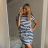 Sommer Sport Kurzarm Streifen Damen Kleid (S / M ONE SIZE) ITALIAN FASHION IM421985/DR