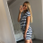 Sommer Sport Kurzarm Streifen Damen Kleid (S / M ONE SIZE) ITALIAN FASHION IM421985/DR