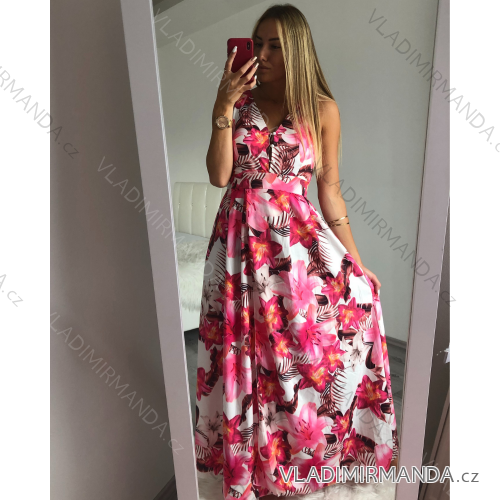 Langes Damenkleid mit breiten Trägern Damen (S / M ONE SIZE) ITALIAN FASHION IMWK21187