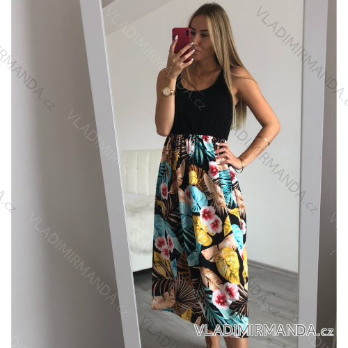 Sommerlanges Kleid mit Trägern Frauen (S / M ONE SIZE) ITALIENISCHE MODE IMD21616