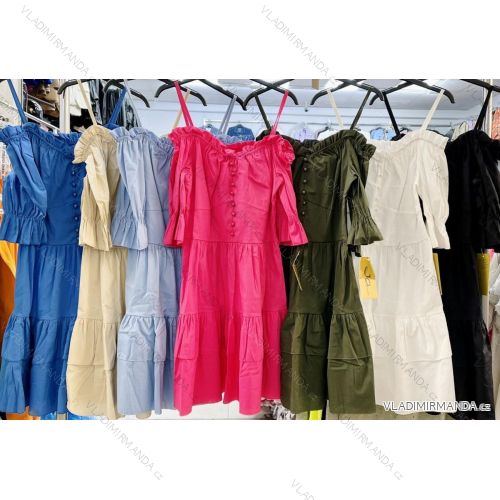 Kleid mit 3/4 Ärmeltasche für Damen (uni sl) ITALIAN Fashion IM3181746