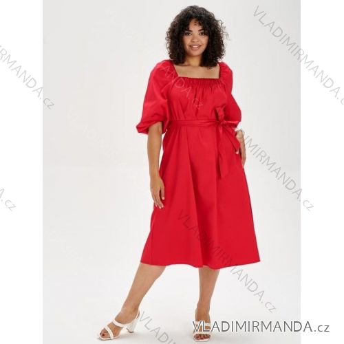 Šaty dlouhé 3/4 krátký rukáv dámské nadrozměr (XL-3XL) POSLKÁ MÓDA PMLE21001