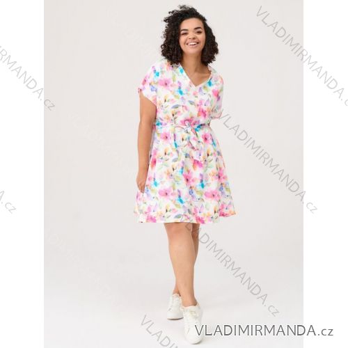 Šaty dlouhé 3/4 krátký rukáv dámské nadrozměr (XL-3XL) POSLKÁ MÓDA PMLE21001