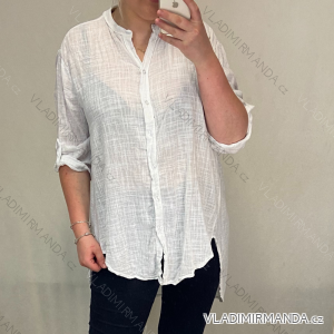 Tunika Shirt 3/4 Langarm Damen (uni M-L) ITALIENISCHE MODE IM420362