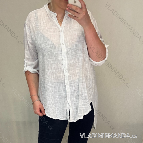 Tunika Shirt 3/4 Langarm Damen (uni M-L) ITALIENISCHE MODE IM420362