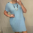 Sommer Kurzarmkleid mit Anhänger Damen (XL / 2XL ONE SIZE) ITALIAN FASHION IM2212390 XL-2XL hellblau