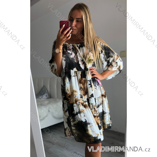 Sommerkleid 3/4 langarm Damen (uni xl / 2xl) ITALIAN FASHION IM821014