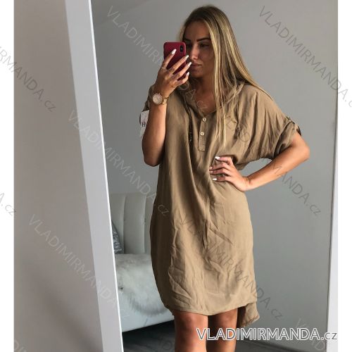 Sommerkleid 3/4 langarm Damen mit Kapuze (uni xl / 2xl / 3xl) ITALIAN FASHION IM821015