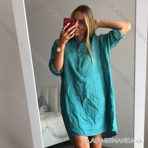 Sommerhemdkleid 3/4 langarm Damen (uni xl / 2xl) ITALIAN FASHION IM821016