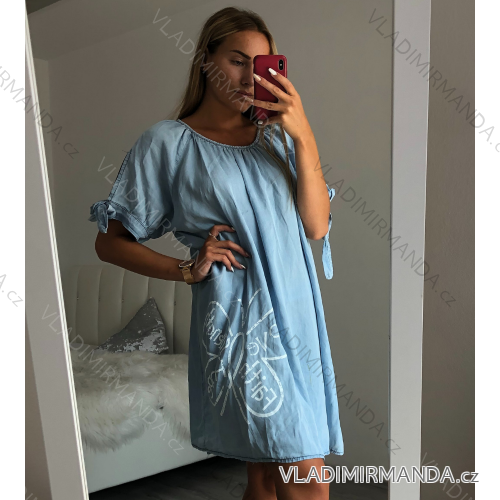 Sommerkleid 3/4 langarm Damen (uni 3xl / 4xl) ITALIAN FASHION IM821018