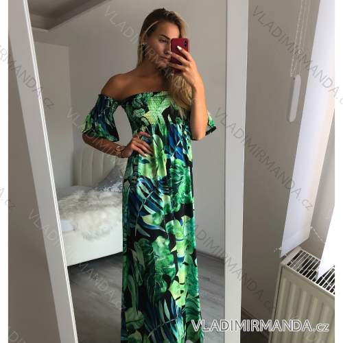 Carmen langes sommerliches icecool Flip-Flops Damenkleid (S / M ONE SIZE) ITALIAN FASHION IMM21144 / DR S / M grün
