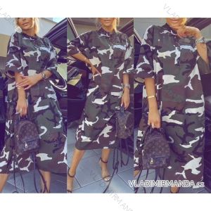 Damen Hemdkleid Kurzarm Camouflage (S / M ONE SIZE) ITALIAN FASHION IMWA216045