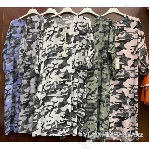 Damen Sommer Kurzarm Camouflage Kleid (M / L ONE SIZE) ITALIAN FASHION IMWM216070
