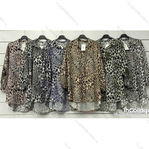 Damen Langarm Leopard Hemdkleid (S / M ONE SIZE) ITALIAN FASHION IMWA216108