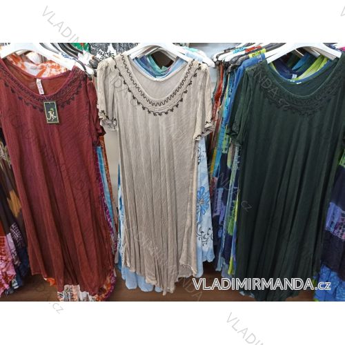 Šaty letní krátký rukáv dámské květ (uni s/l) ITALSKá MóDA IMB20095 2XL/3XL/4XL one size grün