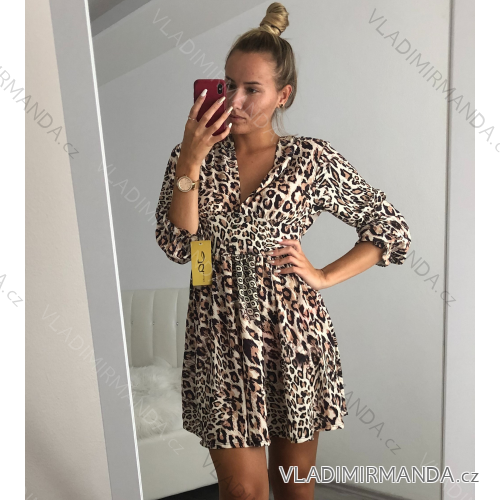 Elegantes Leoparden-Langarm-Damenkleid (SM Einheitsgröße) ITALIAN FASHION IMWA214402