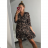 Elegantes Leoparden-Langarm-Damenkleid (SM Einheitsgröße) ITALIAN FASHION IMWA214402 S / M Leopard