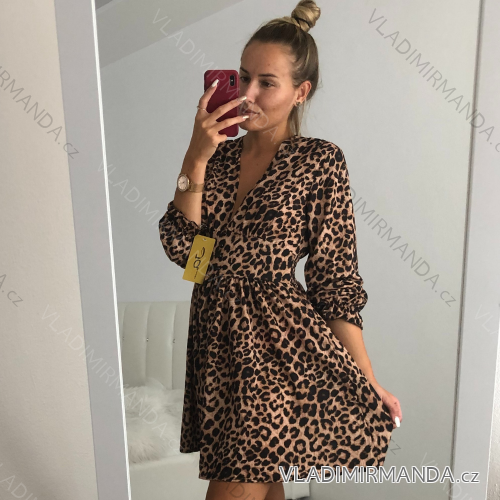 Elegantes Leoparden-Langarm-Damenkleid (SM Einheitsgröße) ITALIAN FASHION IMWA214402