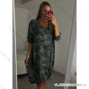 Damen Langarm Oversized Camouflage Kleid (xl / 3xl ONE SIZE) ITALIAN FASHION IMWA21014
