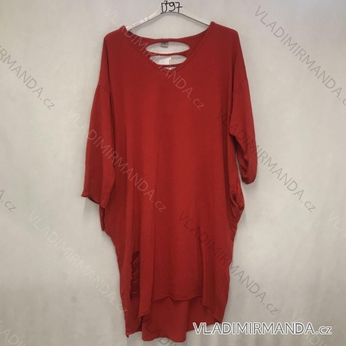 Kleid übergroße Kurzarm Damen (UNI S-L) ITALIAN FASHION IMD20061 S / M / L rot