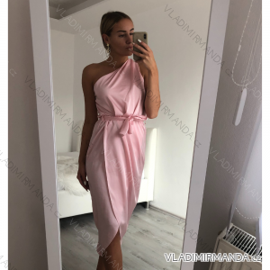 Elegantes Satinkleid mit einer Schulter für Damen (S / M ONE SIZE) ITALIAN FASHION IMWD21057