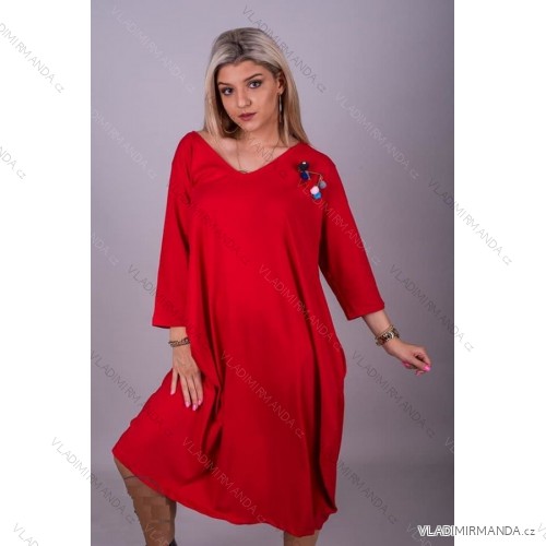 Šaty dlouhé 3/4 dlouhý rukáv dámské (2XL/3XL ONE SIZE) ITALSKÁ MÓDA IMLI21002 2XL / 4XL rot
