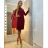 Kleid mit Perlen elegante soziale Damen (uni sl) ITALIENISCHE Mode IM317226 Burgund