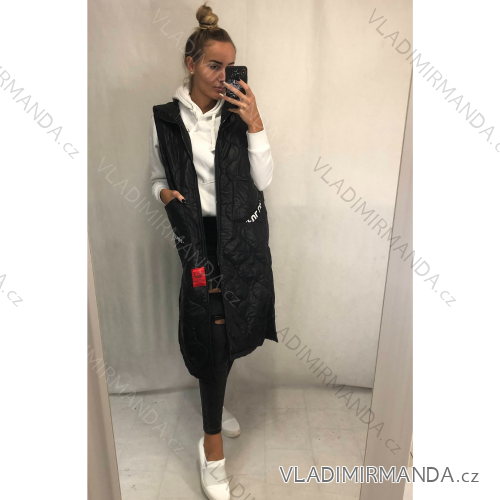 Lange Damen-Kapuzenweste mit Reißverschluss für Damen (S / L ONE SIZE) ITALIAN FASHION IMWD21113