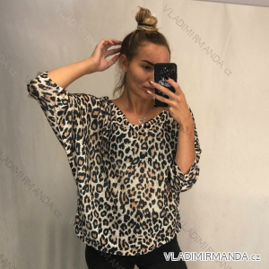 Damen Langarm Leopard Tunika (S / M ONE SIZE) ITALIAN FASHION IMWA216054