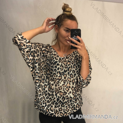 Damen Langarm Leopard Tunika (S / M ONE SIZE) ITALIAN FASHION IMWA216054