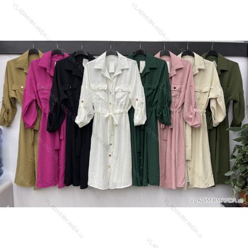 Kleid mit 3/4 Ärmeltasche für Damen (uni sl) ITALIAN Fashion IMWD20529