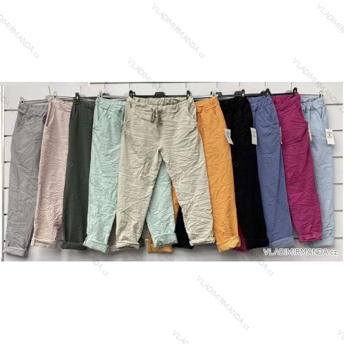 Kalhoty elegantní dlouhé s páskem dámské (S-XL) ITALSKÁ MÓDA IMWA20882