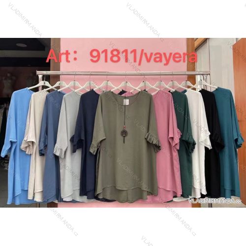 Šaty dlouhý rukáv s příveskem dámské nadrozměr (3XL/4XL ONE SIZE) ITALSKÁ MÓDA IMWQ2115022