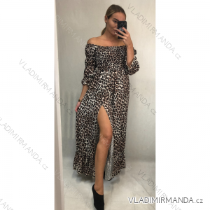 Lange Sommer Flip-Flops Kleid Carmen Schultern Damen Leopard (S / M ONE SIZE) ITALIAN FASHION IMWA216172-1 / DR