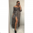 Šaty dlouhé letní žabičkované carmen přes ramena dámské leopard (S/M ONE SIZE) ITALSKÁ MÓDA IMWA216172-1/DR braun S / M