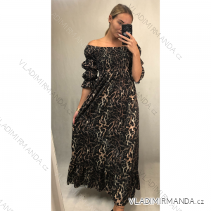Lange Sommer Flip-Flops Kleid Carmen Schultern Damen Leopard (S / M ONE SIZE) ITALIAN FASHION IMWA216172-2 / DR
