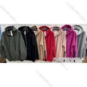 Damen Zip Hoodie Langarm (L / XL ONE SIZE) ITALIAN FASHION IMWT21249