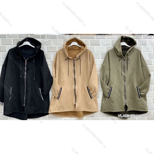 Damen Langarm Zip Hoodie Langarm (L / XL ONE SIZE) ITALIAN FASHION IMWT21255