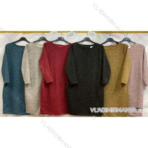 Šaty klasik teplé dlouhý rukáv dámské (S/M ONE SIZE) ITALSKÁ MODA IM4212311