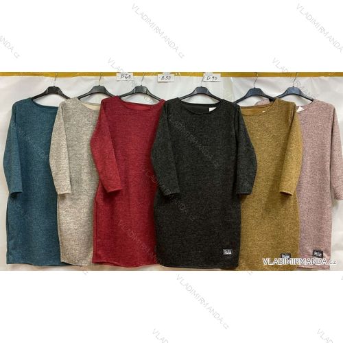Šaty klasik teplé dlouhý rukáv dámské (S/M ONE SIZE) ITALSKÁ MODA IM4212311