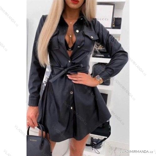 Damen Kunstleder Langarmmantel (SML) ITALIAN FASHION IMWD216630