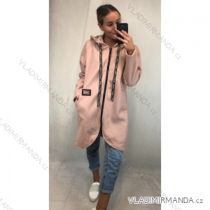 Kabát na zip dlouhý rukáv s kapucí dámská oversize (M/L ONE SIZE) ITALSKÁ MÓDA IM4212184