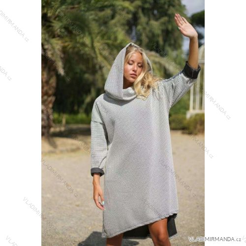 Damen Kapuzen-Langarm-Kleid (M / L ONE SIZE) ITALIAN FASHION IMWA216685