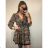 Damen Chiffon Langarmkleid Leopard (uni s / m) ITALIAN FASHION IMM21473