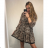 Damen Chiffon Langarmkleid Leopard (uni s / m) ITALIAN FASHION IMM21473