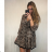 Damen Chiffon Langarmkleid Leopard (uni s / m) ITALIAN FASHION IMM21473