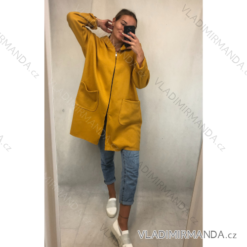 Zip Mantel Langarm Kapuze Damen Oversized (2XL / 3XL ONE SIZE) ITALIAN FASHION IM4212548 2XL/3XL schwarz